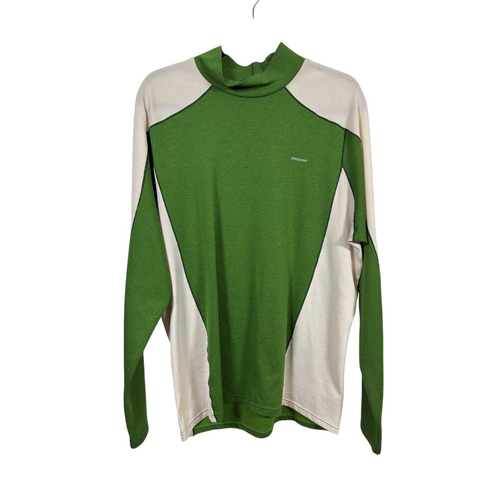 Patagonia Shirt Mens Large Green Capilene 3 Midweight Base Layer Mock Neck 44361